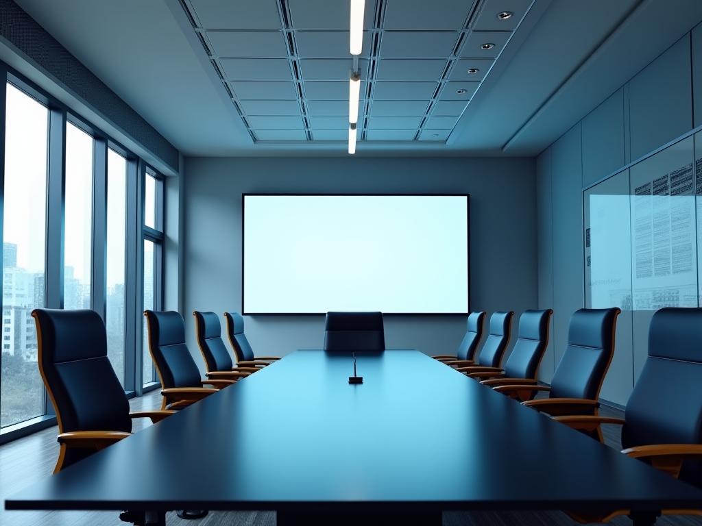 Sala de reuniones moderna con tecnología integrada.
