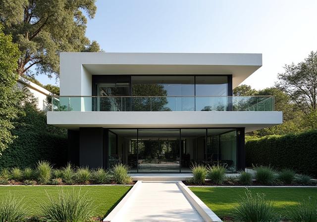 Fachada de una villa moderna tras una reforma integral.