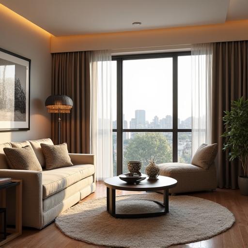 Interior de un apartamento residencial elegante y acogedor.